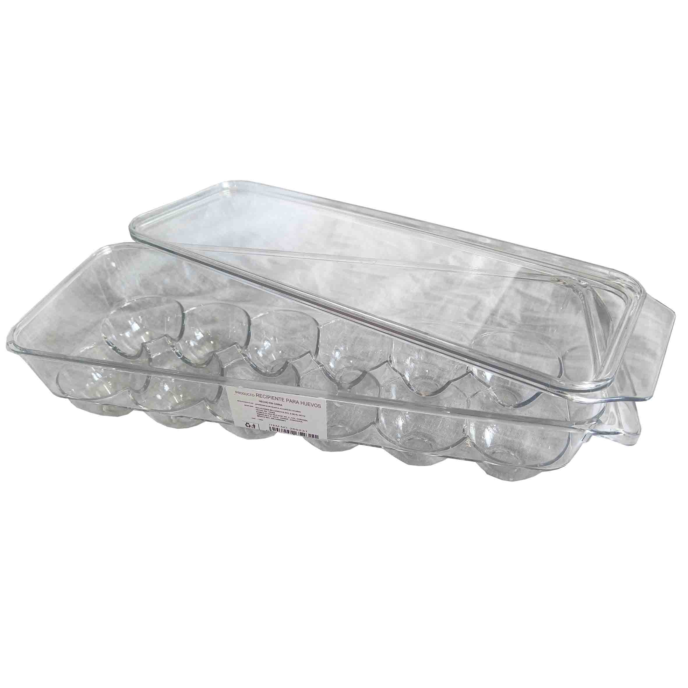 Recipiente acrilico para 12 huevos con tapa