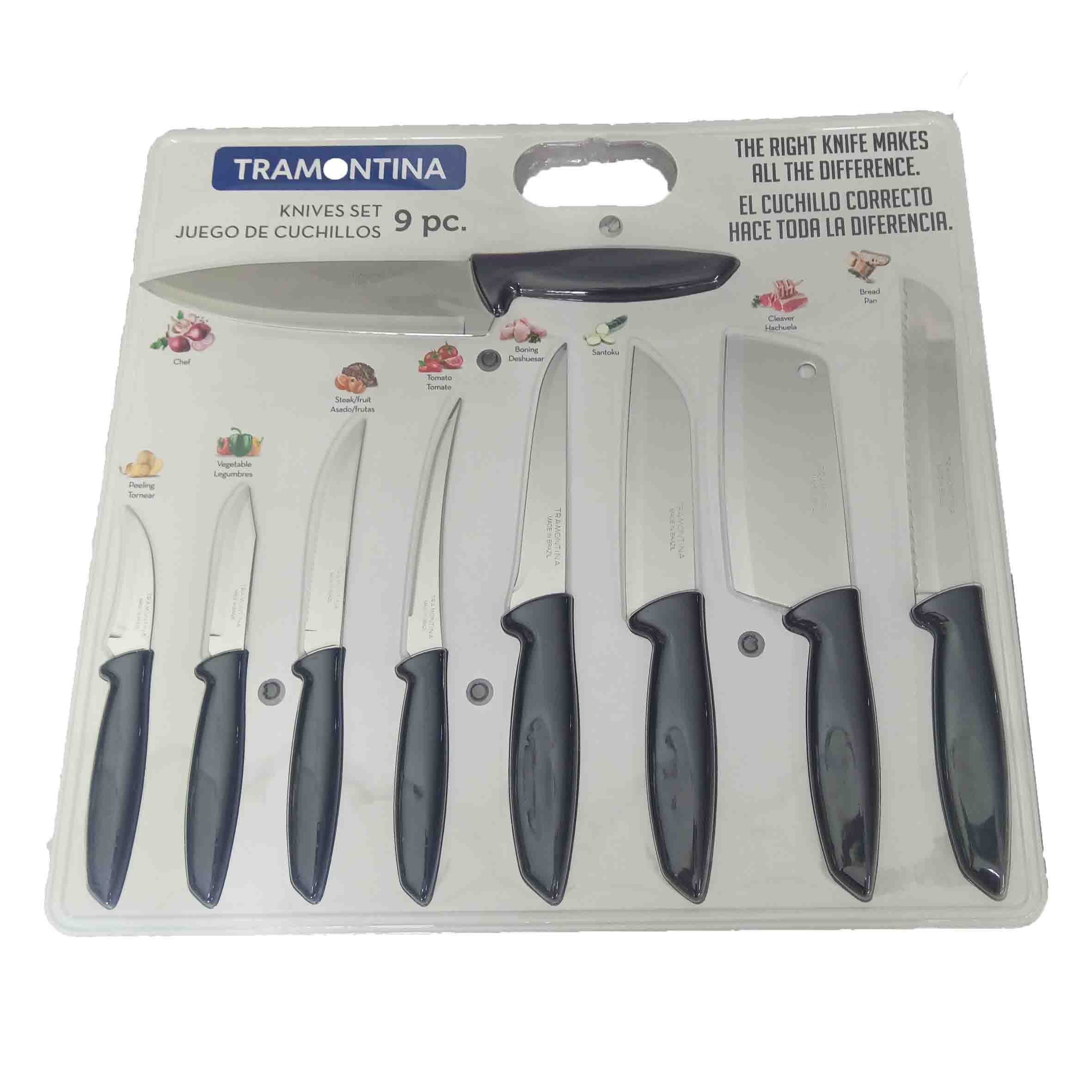 Juego cuchillos acero inoxidable 9 pzas plenus 23498/050 tramontina