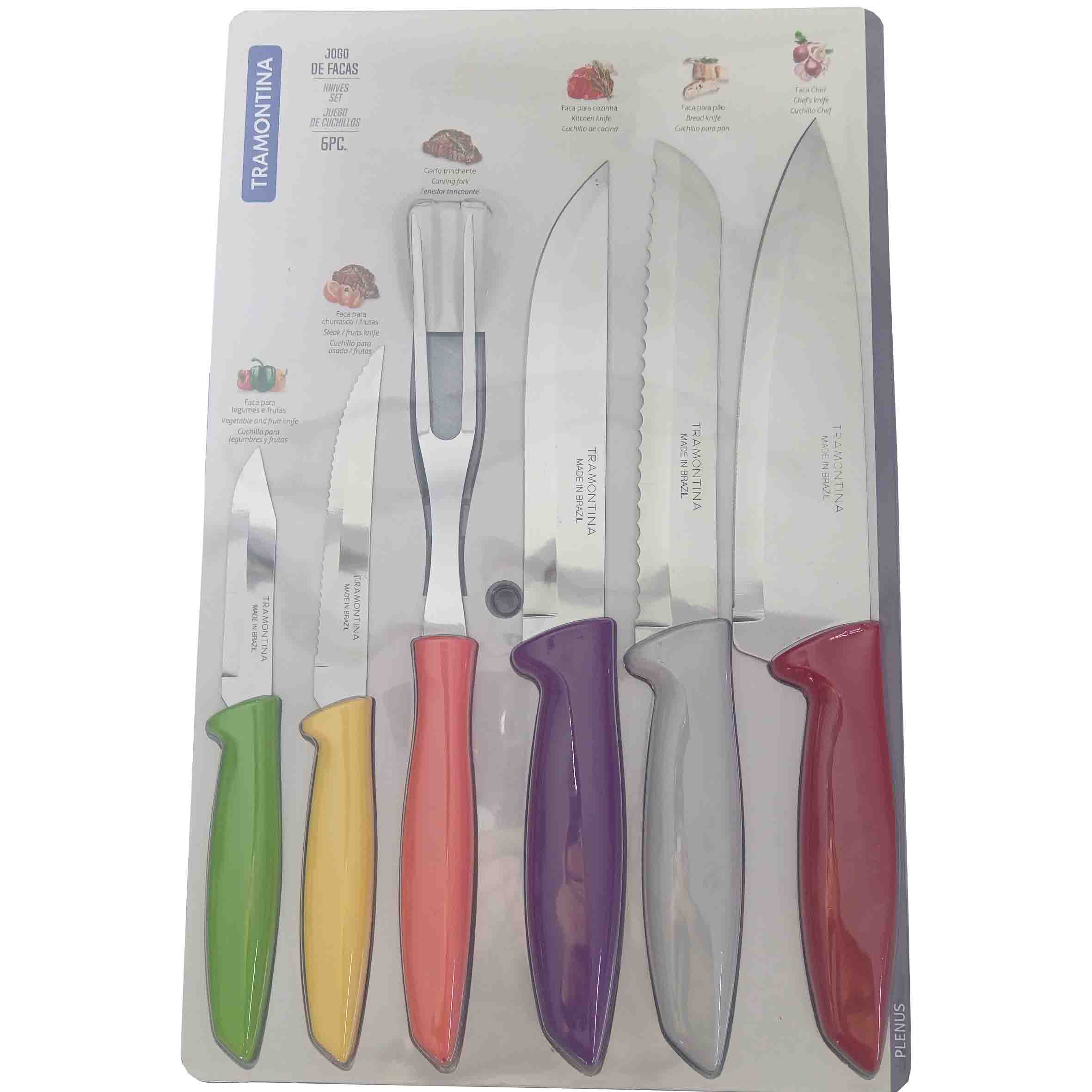 Juego cuchillos acero inoxidable 6pzas plenus 23498/916 tramontina