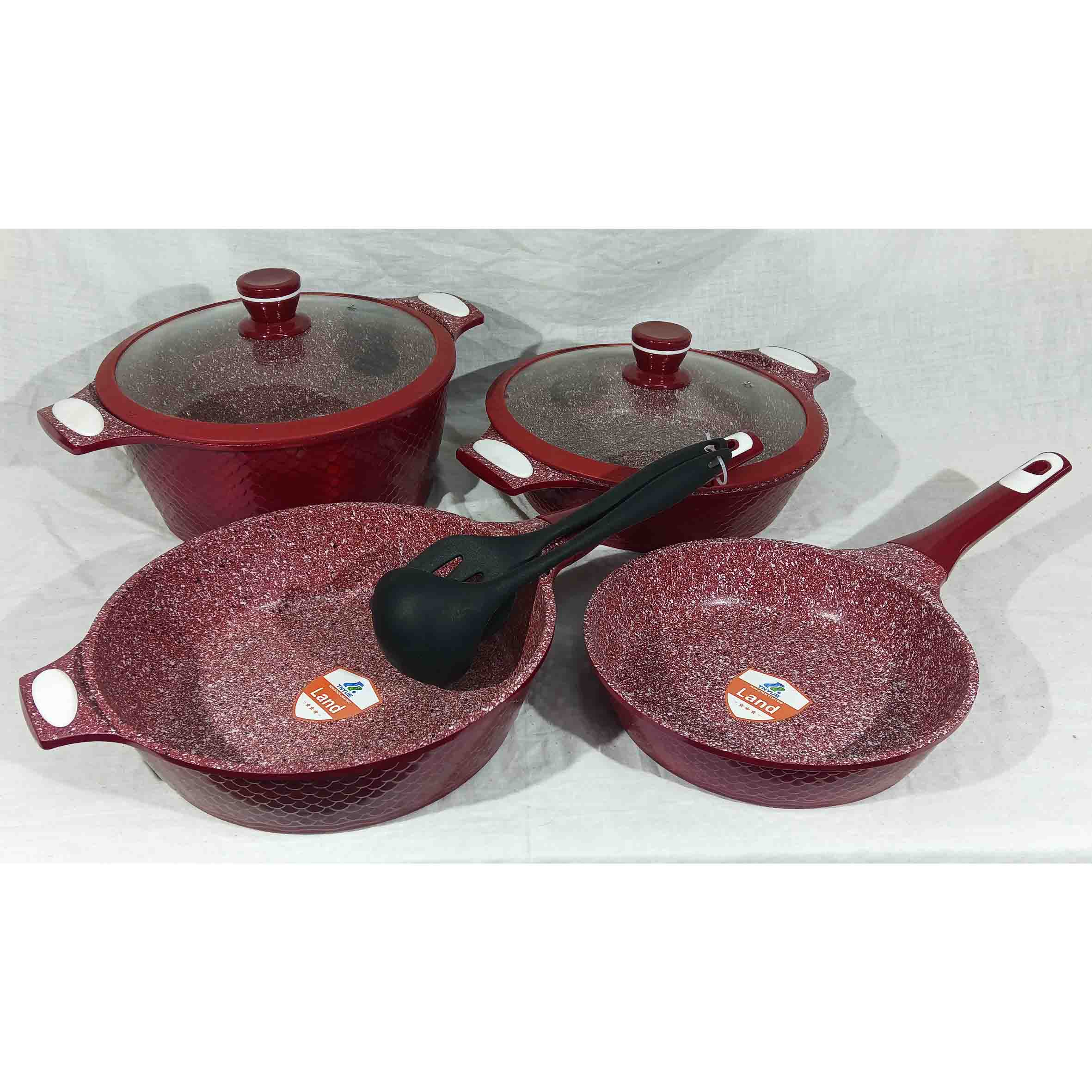 Bateria para cocina aluminio antiadherente 8pzas color rojo